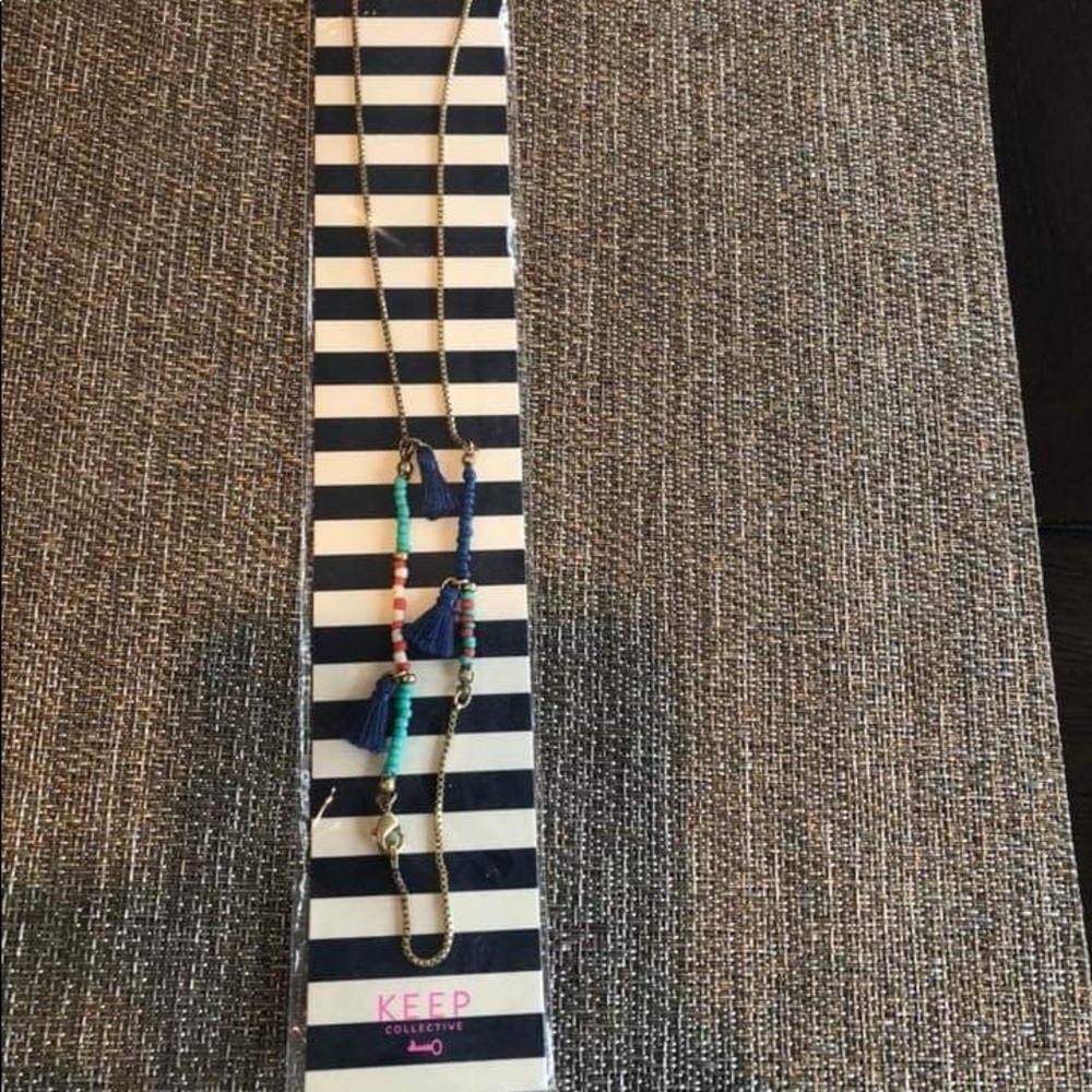 Keep Collective blue beaded tassel necklace